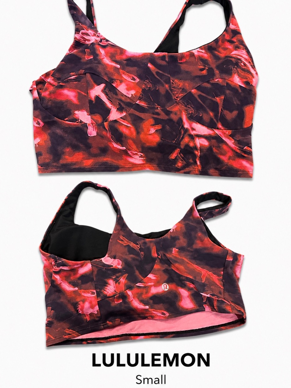 lululemon athletica Red & Pink Abstract-Print Sports Bra